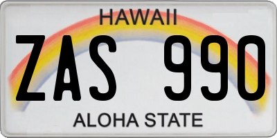 HI license plate ZAS990