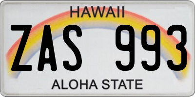 HI license plate ZAS993