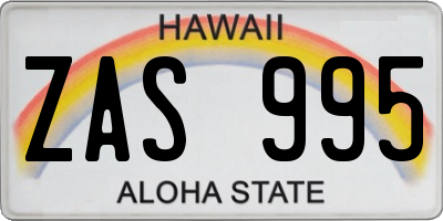 HI license plate ZAS995