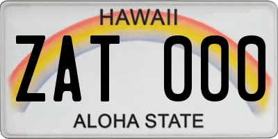 HI license plate ZAT000