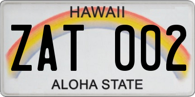 HI license plate ZAT002