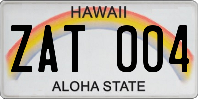 HI license plate ZAT004
