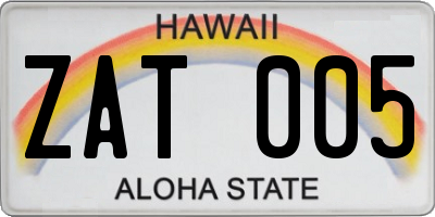 HI license plate ZAT005