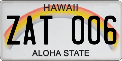 HI license plate ZAT006