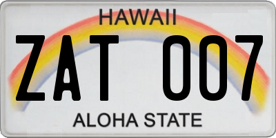 HI license plate ZAT007