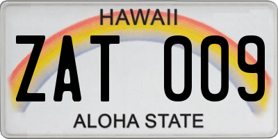 HI license plate ZAT009