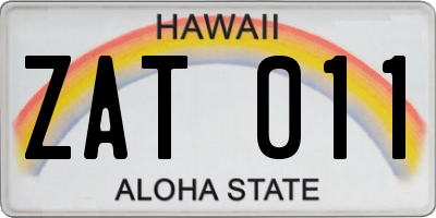 HI license plate ZAT011