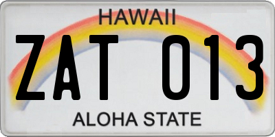 HI license plate ZAT013