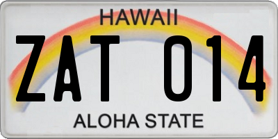 HI license plate ZAT014