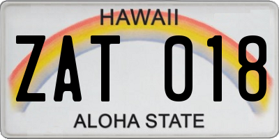 HI license plate ZAT018