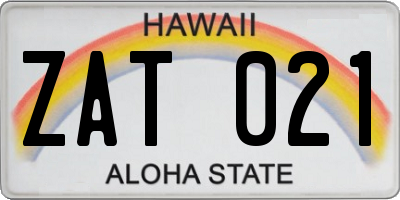 HI license plate ZAT021