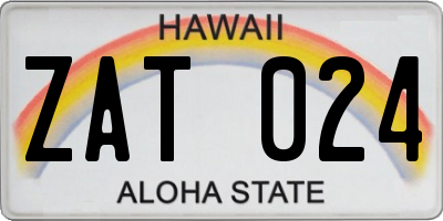 HI license plate ZAT024
