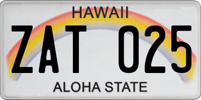 HI license plate ZAT025