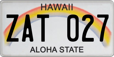 HI license plate ZAT027