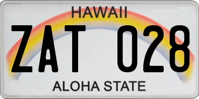 HI license plate ZAT028