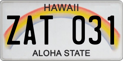 HI license plate ZAT031