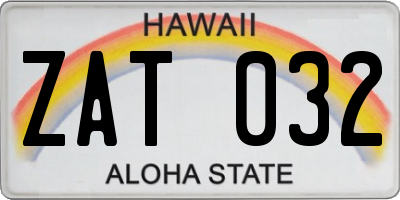 HI license plate ZAT032