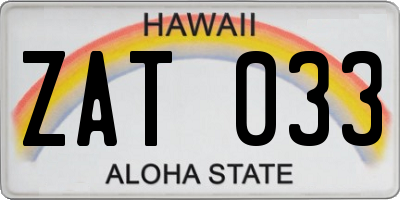 HI license plate ZAT033