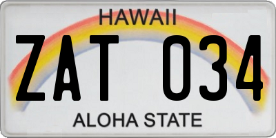 HI license plate ZAT034