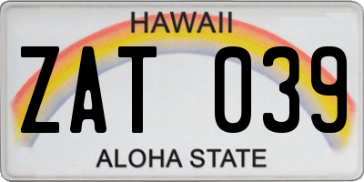HI license plate ZAT039