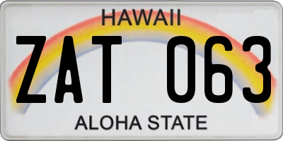 HI license plate ZAT063