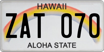 HI license plate ZAT070