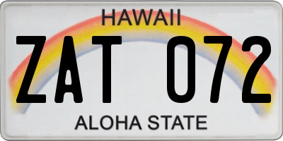 HI license plate ZAT072