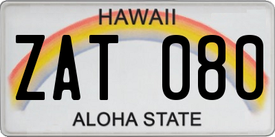 HI license plate ZAT080