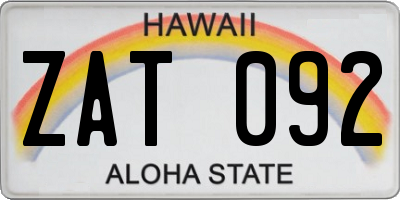HI license plate ZAT092