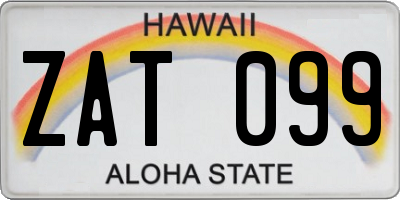 HI license plate ZAT099