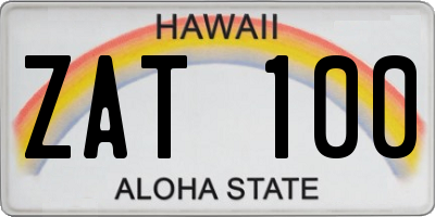 HI license plate ZAT100