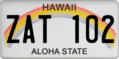 HI license plate ZAT102