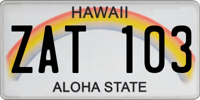 HI license plate ZAT103