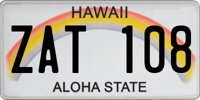 HI license plate ZAT108