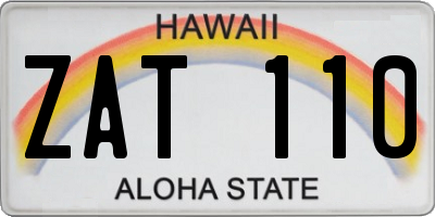 HI license plate ZAT110
