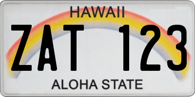 HI license plate ZAT123