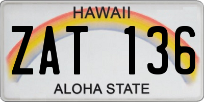 HI license plate ZAT136