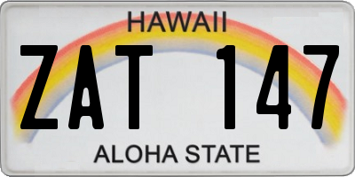 HI license plate ZAT147