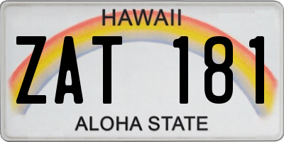 HI license plate ZAT181