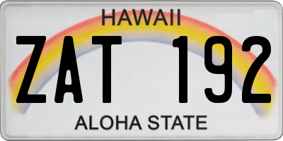 HI license plate ZAT192