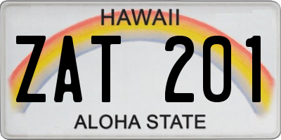HI license plate ZAT201