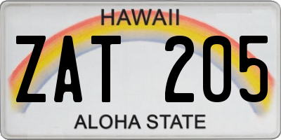 HI license plate ZAT205