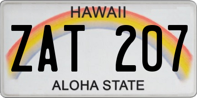 HI license plate ZAT207