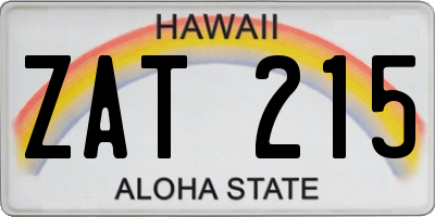 HI license plate ZAT215