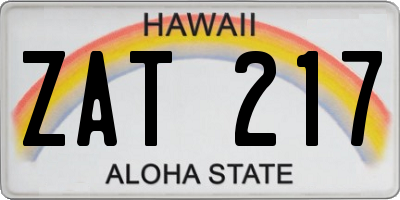 HI license plate ZAT217