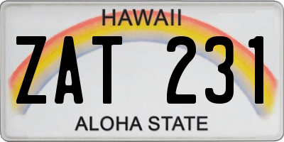 HI license plate ZAT231