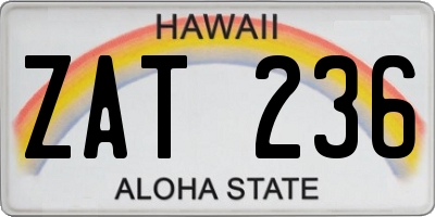 HI license plate ZAT236