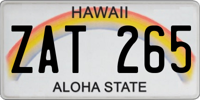 HI license plate ZAT265