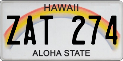 HI license plate ZAT274