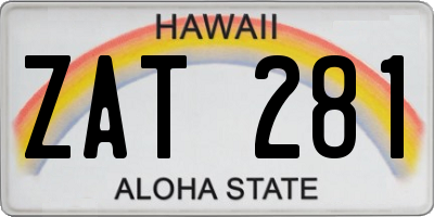 HI license plate ZAT281